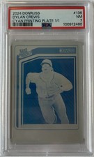 2024 Donruss Dylan Crews Cyan Printing Plate 1/1 Rookie PSA