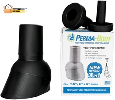 Pipe Boot Repair Flashing Adjustable 1.5 In. I.D. to 3 In. I.D. Vent