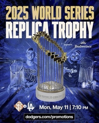 L.A. Dodgers 2025 World Series Championship Replica Trophy IN HAND