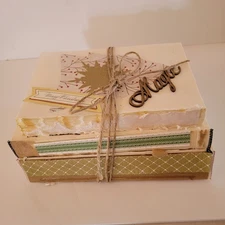 Decorative Shabby Stack Of 3 Books For Staging, Shelf Decor - Holiday Theme