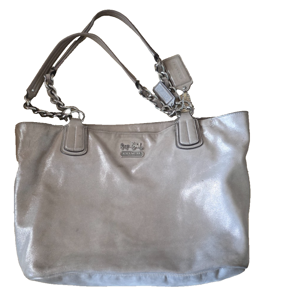 Coach Pewter Chelsea Tote - Metallic Leather Shoulder Bag 19422  