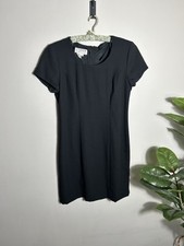 Atrium Size 10 Shortsleeved Black Midi Zipper Back Straight Workwear Dress Vtg