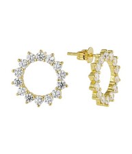 18K Gold Plated Sun Hoop Earrings - Cubic Zirconia Diamond Look Hoops