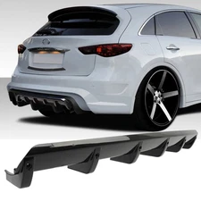 Rear Bumper Lip Splitter Diffuser Fin Gloss Black For Infiniti FX35 FX37 FX50