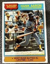 Hank Aaron 1976 Topps - 1975 Record Breakers  #1 Milwaukee Brewers