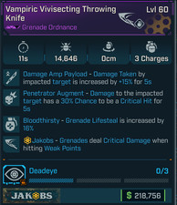 Borderlands 4 ⭐LEVEL 60 VAMPRIC PENETRATING CRIT KNIFE  ⭐VIVISECTING