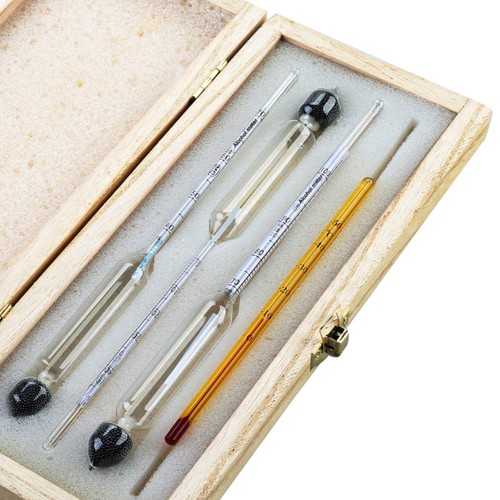 Präziser Alkohol Tester mit Holz-Aufbewahrungsbox – 3 Hydrometer für 0-100 Vol%