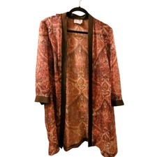 Vtg Paisley/Floral Print Sheer Kimono Robe Size 12 USA Made Neutral Feminine