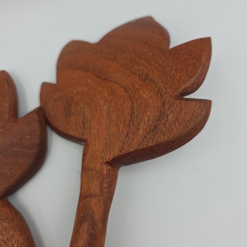 Treenware Maple Leaf Salad Tosser Utensils Mesquite & Turquoise 15" Long - Picture 8 of 10