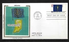 USA SC # 1651 American Bicentennial Flags - Indiana - FDC . Colorano Silk