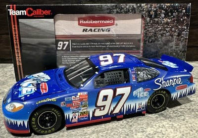 2003 Kurt Busch Autographed Rubbermaid Blue Ice 1/24 Team Caliber Nascar Diecast