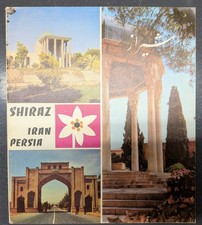 Shiraz Iran Persia Vintage c1970 Tourist Brochure Map Persepolis Hafez Saadi