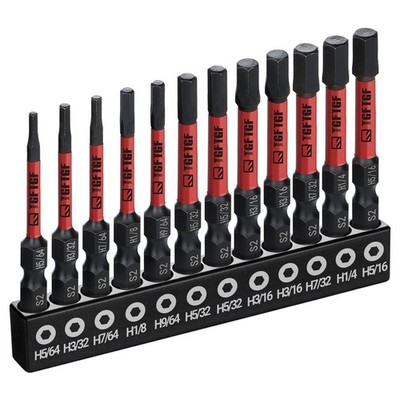 TGFTGF Impact Hex Head Allen Wrench Drill Bit Set, 12PCS, 2'' 12PCS (SAE), Red