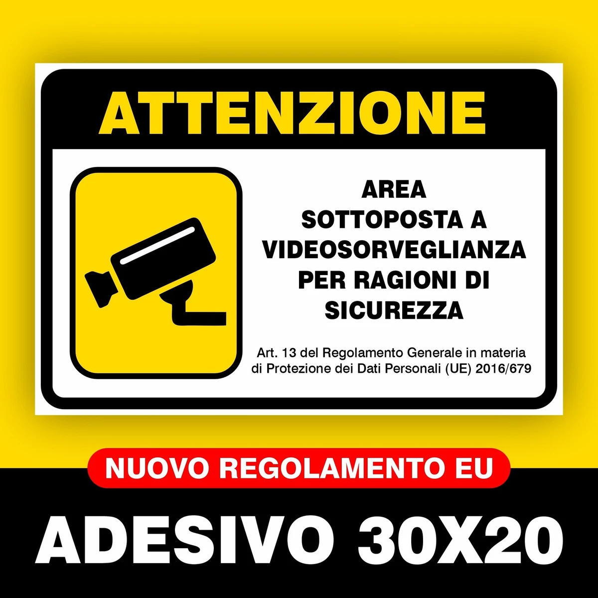 Cartello Attenzione Videosorveglianza In Alluminio – 2 Pezzi, 25x18 Cm. Adatto Per Esterno E Interno: Cortile, Ingresso, Tettoia. Con Angoli Arrotondati E Fori Preforati Per Il Montaggio.