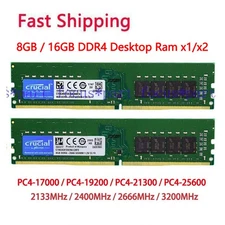 Crucial 8GB 16GB 32GB DDR4 2133 2400 2666 3200 MHz DIMM 288-Pin Memory Desktop