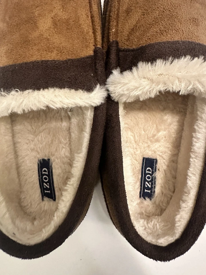Тапочки мужские Izod 8-9 мокасины коричневые без шнуровки комфортные повседневные низкий верх с круглым носком - Изображение 4 из 4