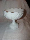Vintage Westmoreland Milk Old Quilt Pattern Pedestal Compote Bowl