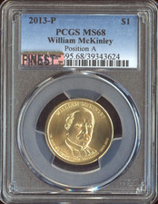 2013 P WILLIAM MCKINLEY DOLLAR PCGS MS68 POS. A MAC FINEST & SPOTLESS .