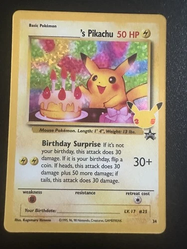 Pokémon TCG Birthday Pikachu #24 Celebrations Holo Foil Rare Card Mint