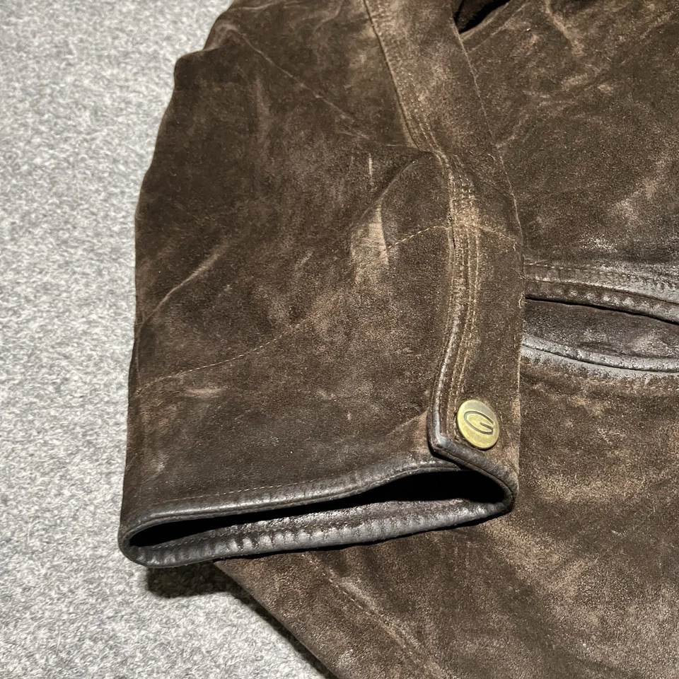 Chaqueta Gant De Colección Para Hombre XL Marrón Gamuza Cuero Montana Forrada Cremallera Completa Años 90 Foto 3 de 4