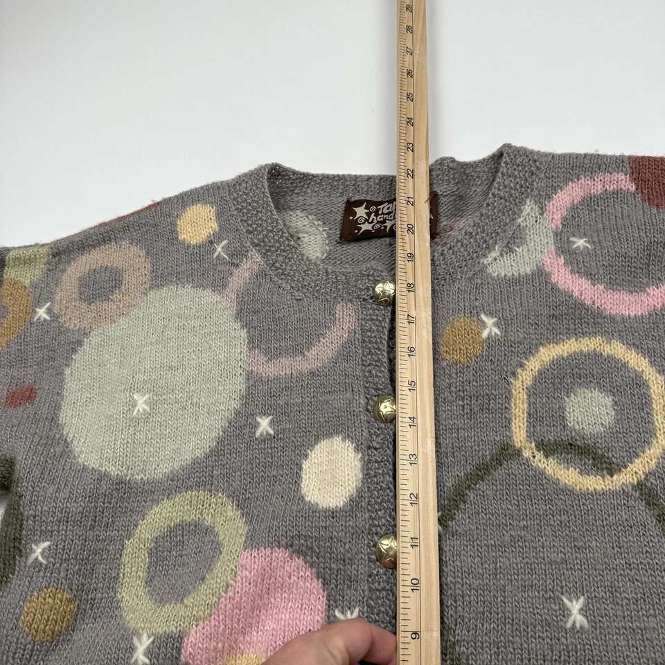 Suéter tejido a mano Tara para mujer XL lana tejido patrón circular cárdigan Nepal Foto 4 de 4