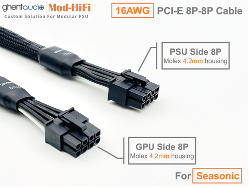 ⚡️16AWG PCI-E GPU 8P Cable for Seasonic FOCUS GX ATX3.0 GX850... -70cm/27 inch - Picture 3 of 8