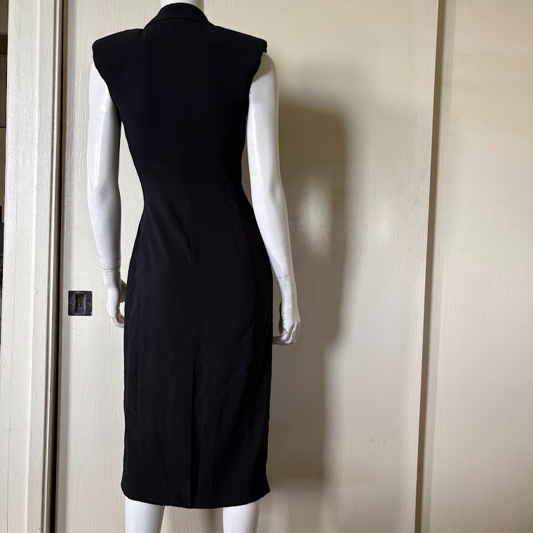 reiss cecile tuxedo bodycon midi dress Reiss Cecile Satin Lape Tuxedo Midi Dress Womens 0 Black