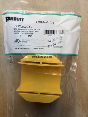 Panduit FBC2X2LYL / FBC2X2YLFiber Duct Quicklock Coupler Fitting Yellow 