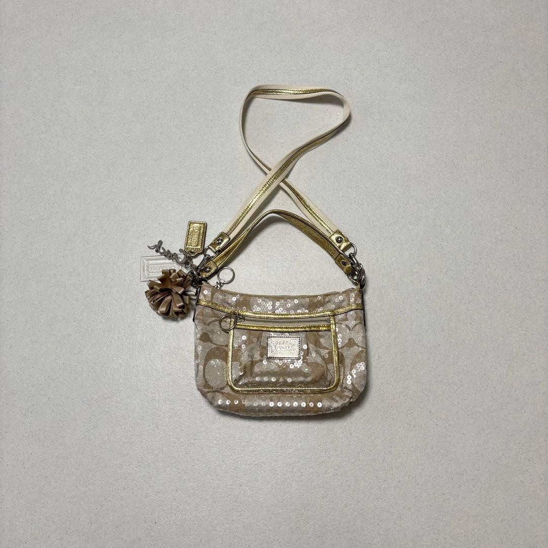 Coach Sequin Gold Shoulder Bag Authentic G07233414