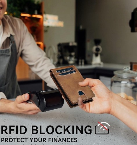 Smart RFID minimalistische Fronttasche Pop Up Geldbörse mit Ausweisfenster - Bild 12 von 13