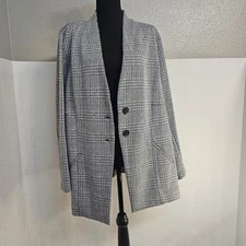 Torrid Houndstooth  Blazer Jacket Sz 2X Longline Black Gray Business Casual C456