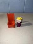 Vintage Fisher Price Little People Castle QUEEN & Throne Chair Purple Wood Body