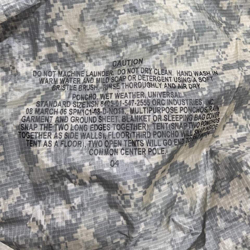 Poncho de lluvia militar de Estados Unidos - ACU - Equipo de campo táctico impermeable nuevo Foto 3 de 4