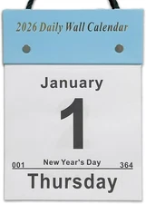 2026 Daily Wall Calendar - Page per Day with Large Clear Dates, 6.5" x Blue