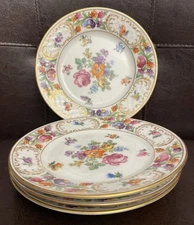 Set of 4 Antique Dresden SCHUMANN Bread/Dessert Plates 5 5/8" Bavaria