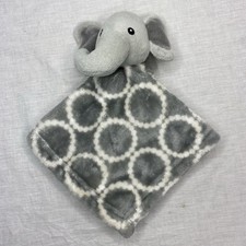 HB Hudson Baby Gray Elephant Lovey Security Blanket Circles Soft 14 x 14