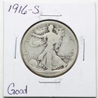 1916-S 50C Walking Liberty Half Dollar in Good Condition #6420