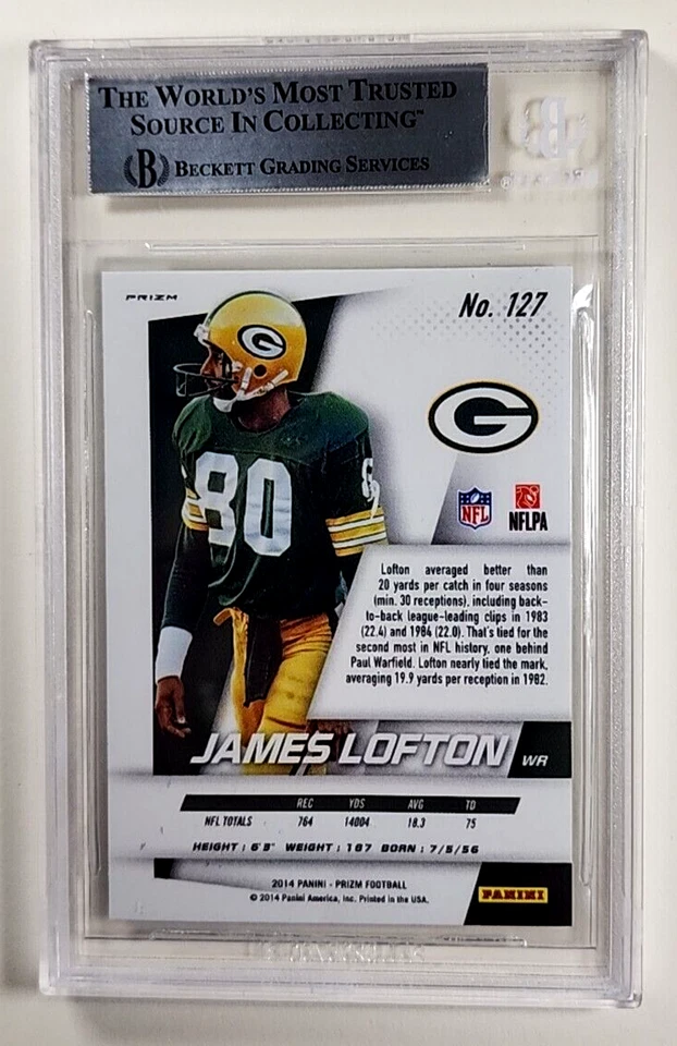 2014 Panini Prizm Green Auto #127 James Lofton HOF BGS Authentic Autograph - Image 2 of 2