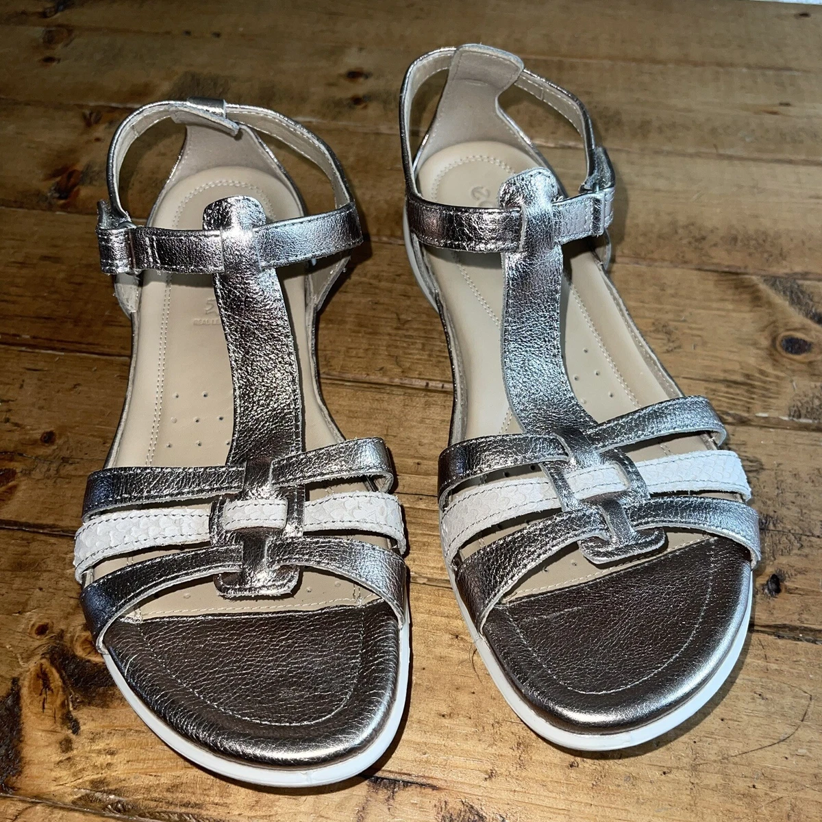 Ecco Flash Warm Grey Metallic/ Moon Rock Sandals 11-11.5 | eBay