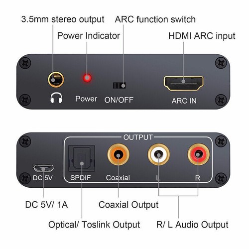 Adattatore audio digitale HDMI 192 KHz ARC a analogico SPDIF RCA convertitore estrattore DE - Foto 1 di 9