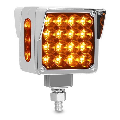 LED Square Semi Truck Trailer Double Face Fender Turn Signal Light Amber/Red NEW - Picture 15 of 24