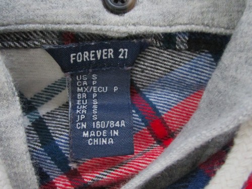 Forever 21 Women's Cotton Flannel Hoodie Shirt Size Small (Juniors) - Picture 2 of 4