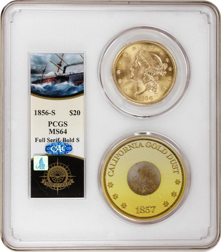 1856-S LIBERTY $20 PCGS MS 64