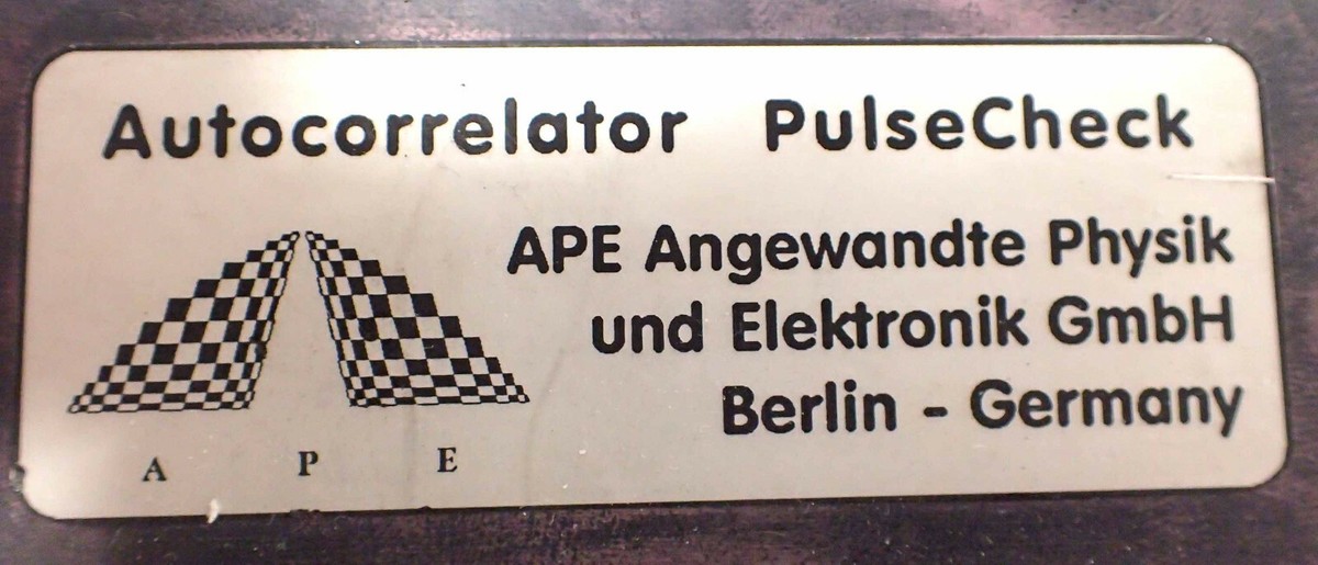 APE AUTOCORRELATOR PULSECHECK OPTICS UNIT w/ KNbO3 POTASSIUM APE AUTOCORRELATOR PULSECHECK OPTICS UNIT w/ KNbO3 POTASSIUM