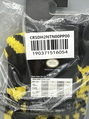 Nintendo ZELDA Shoe Size 8-12 Sock Black Logo All Over Print Men's Crew Socks - Picture 5 of 8