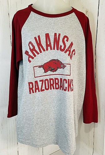 Arkansas University Razorbacks Red Grey Graphic T Shirt Size Lg Long Sleeve 1254 - Picture 2 of 8