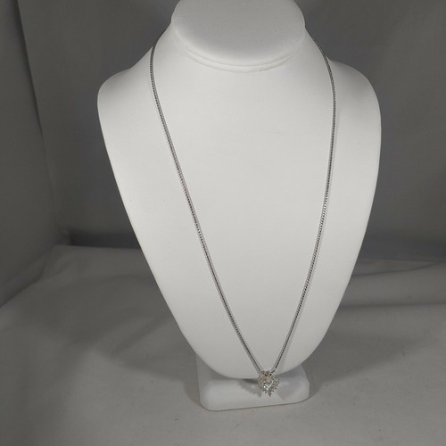 Heart Rhinestone Pendant Necklace Valentines Love 24" - Picture 2 of 8