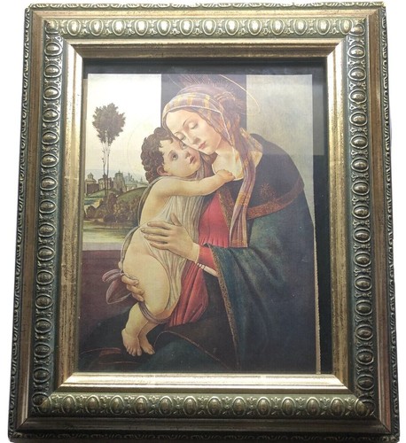 BOTTICELLI Early 1900’s Canvas Print (THE MADONNA & CHILD) FRAMED ! - Picture 4 of 12