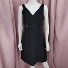VTG '90s Y2K Liz Claiborne Womens Black Sequin V-Neck Backless A-Line Dress 6