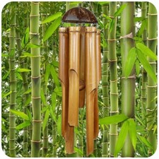 Windspiel 30 cm Klangspiel Bambus Holz Deko Mobile Klangröhren Garten Feng Shui 